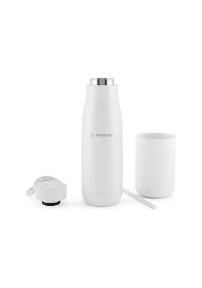 Puccon 500 Ml Pipetli Beyaz Çelik Matara/termos - Silikon Gövdeli Plus - 50008