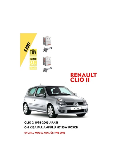 Clio 2 2001 Model Ön Kısa Far Ampülü 2 Adet Sarı Renk