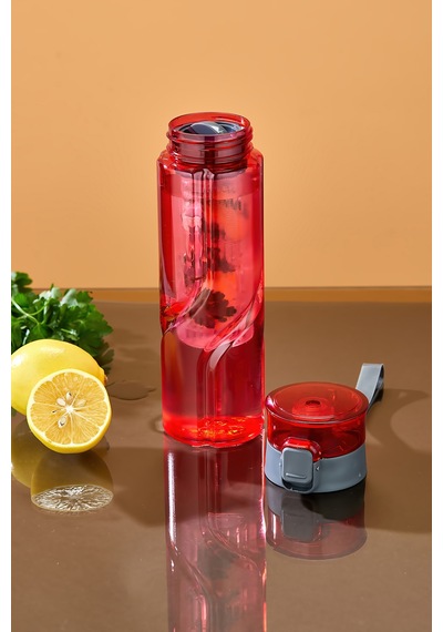 800 Ml Detoks Su Matarası Suluk Pipetli , Bpa Sız, Kilitli Ve Sızdırmaz Kapak - Kırmızı Kırmızı