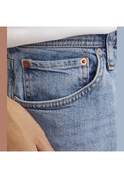 Jack & Jones Erkek Tapered Fit Normal Bel Jean - Mike - 12221866 Blue Denim