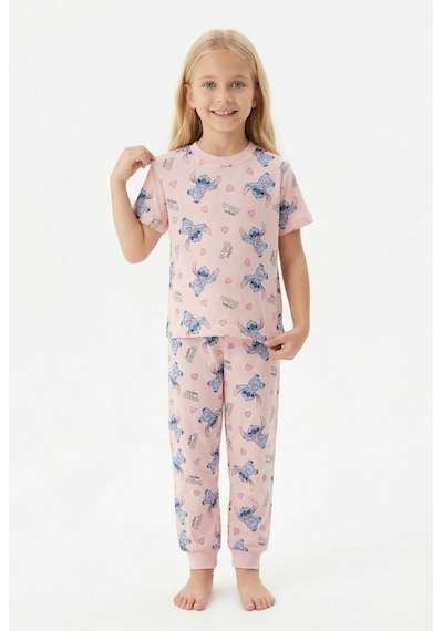 Bunny Hopp Sevimli Karakter Desenli Kız Çocuk Pijama Takımı - %100 Pamuklu Pembe Uyku Seti