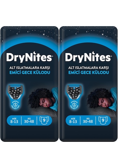 Drynites Emici Gece Külodu/bez Erkek 8-13 Yaş 30-48kg L 3pk 9 L