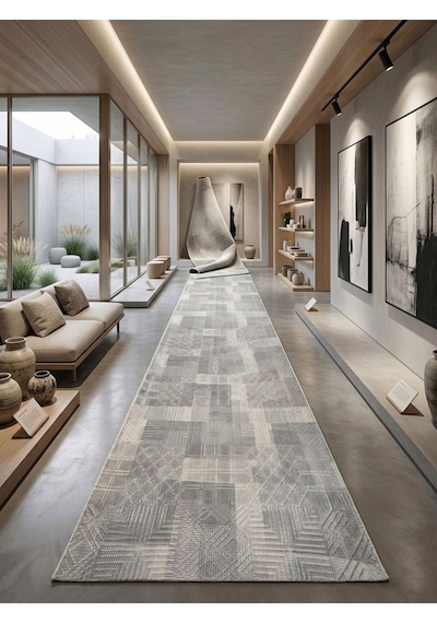 Aksu Prime Desa Dmr Halıcılık Gri Modern Kabartmalı Kaymaz Taban Çocuk Odası Salon Hol, Koridor Mutfak Yıkanabilir Jel Kesme Yolluk Halı