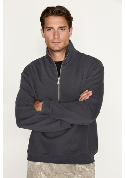 Grımelange Ceremıno Erkek Yarım Fermuarlı Gri Sweatshirt