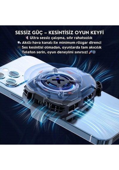 Coofbe Dijital Göstergeli Turbo Fan Işıklı Klipsli 27w Telefon Soğutucu Radyatör Tüm Telefonlara Uyumlu