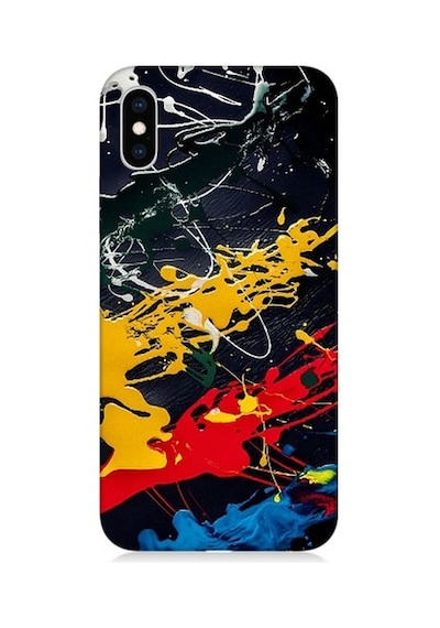 Apple Uyumlu iPhone Xs Renkli Boya Darbeleri Desenli Silikon Kılıf