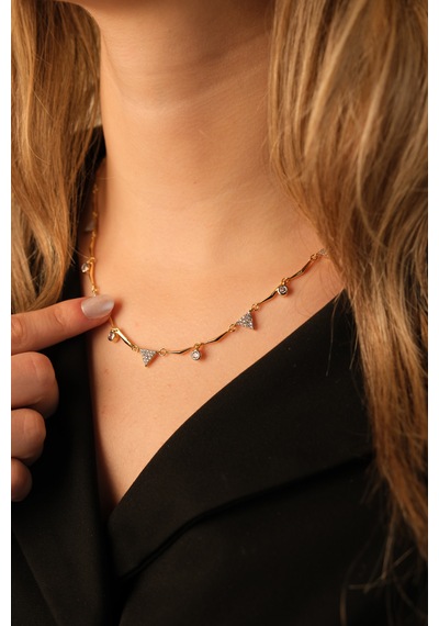 Çildan Womens Zirkon Taşlı Gold Kolye