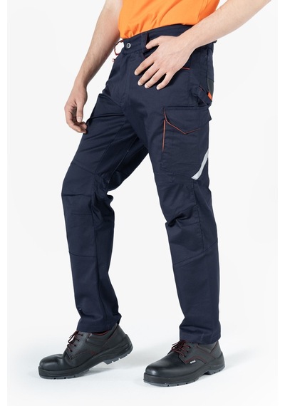 F 2144 Kordura Takviyeli Likralı Pantolon Lacivert - Turuncu