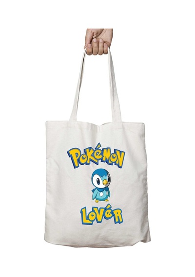 Art Hediye Pokemon Lover Piplup İki Tarafı Kalıcı Baskılı Yıkanabilir Çanta Çok Renkli