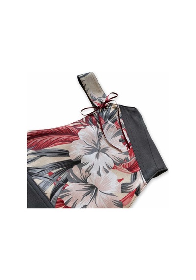 L'aura Corset Hibisküs Çiçek Desenli Füme Bayan Korse Büstiyer