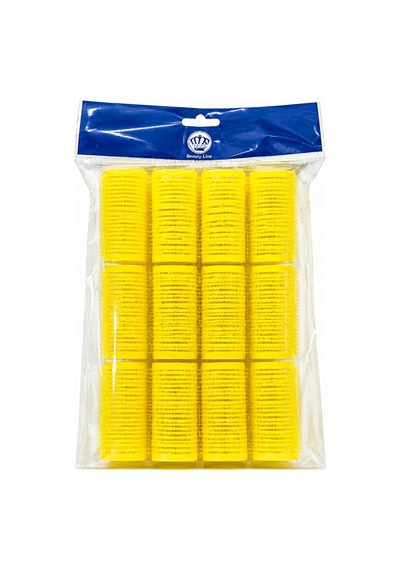 Profesyonel Cırtlı Bigudi 30 Mm 3 Cm 12'li Set - Yapışkanlı Saç Bigudisi Sarı Orta Boy