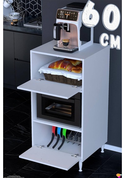 Defne Çok Amaçlı Mikrodalga Fırın Dolabı İki Kapaklı Mutfak Kiler Organizer Dolap Beyaz 60x119x56cm Defne Çok Amaçlı Mikrodalga Fırın Dolabı İki Kapaklı Mutfak Kiler Organizer Dolap Beyaz 60x119x56cm