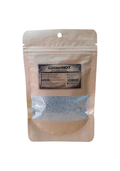 Ütü İle Yapışan Toz Sim, 75 Gr, Elbise Tişört Kumaş Simi Gümüş, İnce Taneli 0,4mm