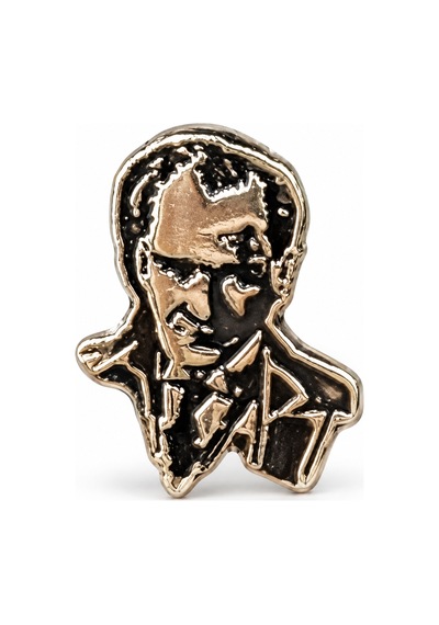 Atatürk Portre Figürlü Kabartmalı Metal Yaka Rozeti Ceket Ve Takım Elbise Aksesuarı Gri