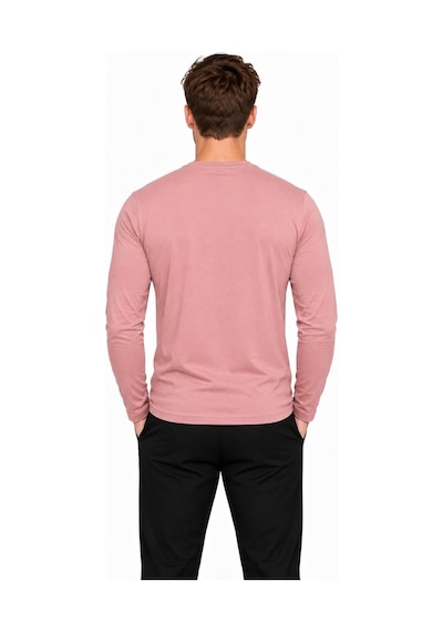 Axxel Erkek Pamuklu Bisiklet Yaka Uzun Kollu T-shirt-d4005 Pembe