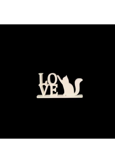 Aşkın Ve Sevginin En Tatlı Hali: 3d Baskı 'love' Kedi Figürlü Dekoratif Masa Üstü Objesi 9 X 14