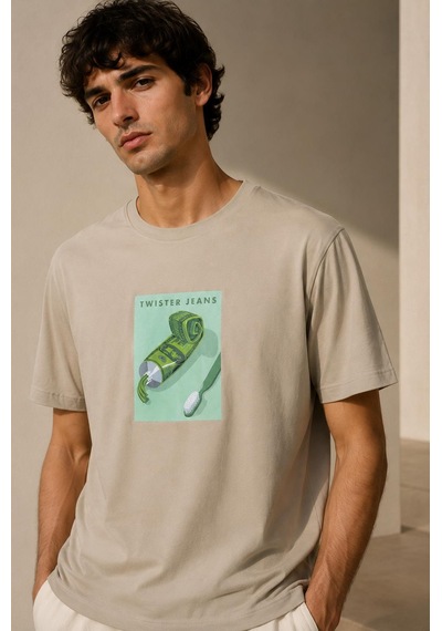 Alexandergardı Baskılı T-shirt Bej