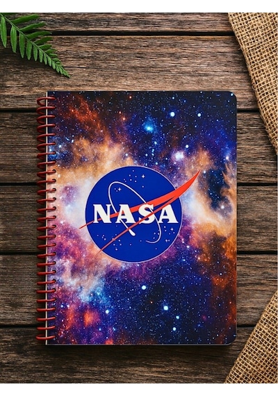 Öğrenci Ve Ofis Kullanımı İçin Uygun Nasa Temalı Temalı Spiralli Çizgili Defter 80 Yaprak