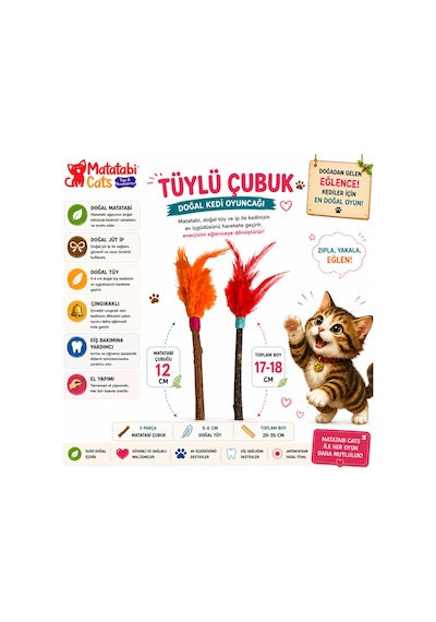 Matatabi Cats Tüylü Doğal Kedi Çiğneme Çubuğu, Kedi Oyuncağı 1 Adet Kedi Otu Değildir