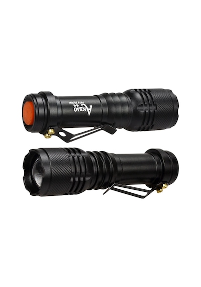 Zoom Ve Sellektörlü Metal Kasa Mini Led El Feneri Siyah