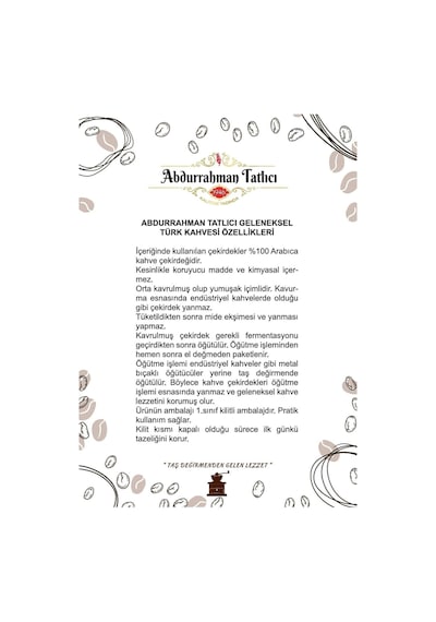 Abdurrahman Tatlıcı Geleneksel Türk Kahvesi 100 Gr 4 Adet Türk Kahvesi
