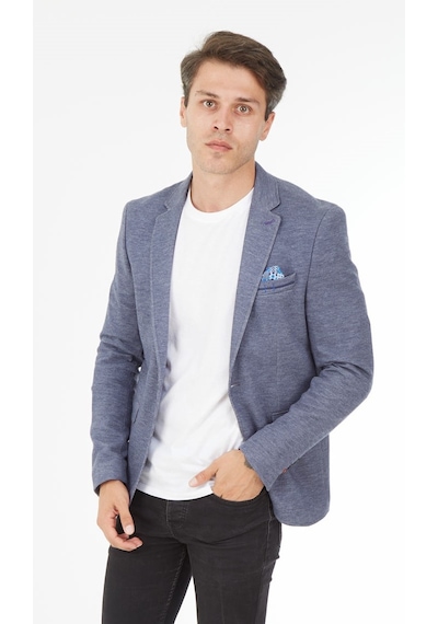 Sposo 5126 Dar Kalıp Yarım Astarlı Mavi Erkek Blazer Ceket Mavi