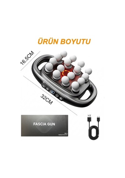Powermaster Pm-29677 16 Başlıklı Ultra Geniş Alanlı Ve Derin Doku Masaj Aleti