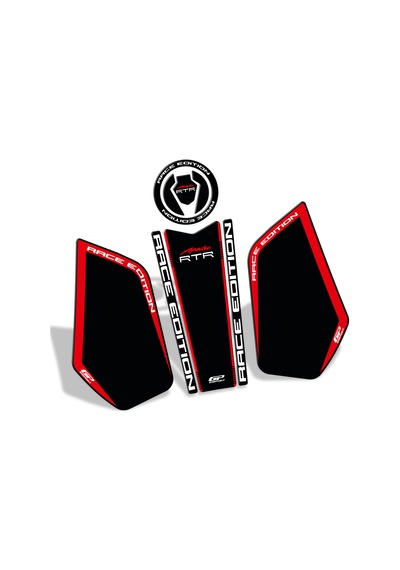 GP Kompozit TVS Apache RTR 200 2024 Uyumlu Tank Pad Seti Siyah - Kırmızı