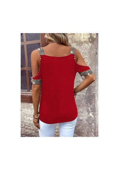 Butik İstanbul Kadın Omuzlardan Açık V Yakalı Askılı Viskon Bluz Kırmızı
