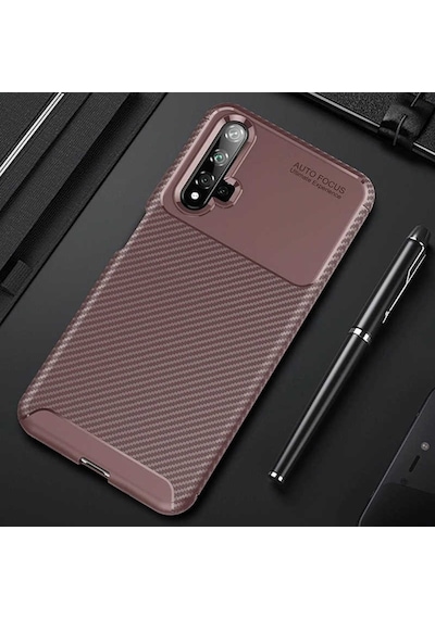 Huawei Nova 5T Kilif Silikon Esnek Karbon Görünüm Negro 404020710