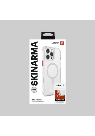Apple iPhone 16 Pro Uyumlu Kılıf Magsafe Şarj Özellikli Şeffaf Airbag Tasarımlı Skinarma Saido Şeffaf