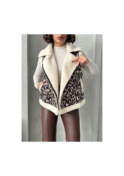 Verymoda Peluş Yelek Vmf1828 Leopar D2