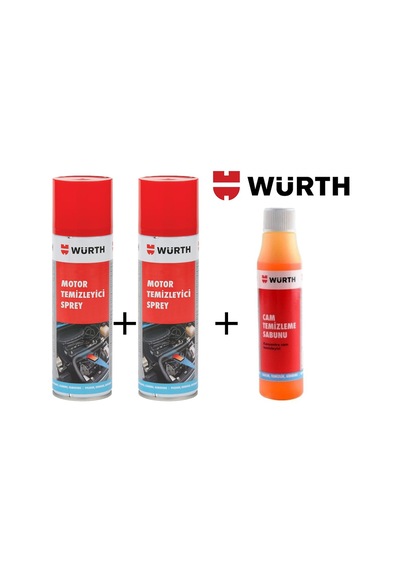 Würth Motor Temizleyici Sprey 500 Ml 2Ad.+1Ad. Würth Cam Sabunu