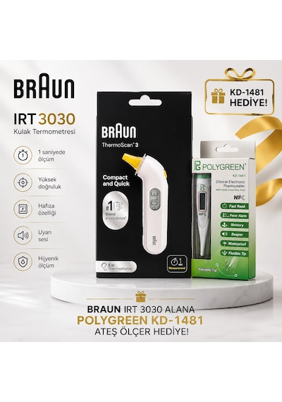 Braun Irt 3030 Alana Polygreen Kd-1481 Ateş Ölçer Hediye