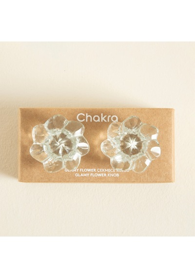 Chakra Glamy Cam Flower 2 Li Çekmece Kulbu Transparan