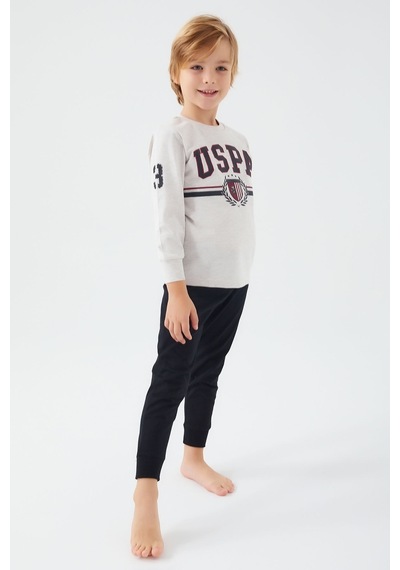 U.S. Polo Assn. U.s. Polo Assn Bej Melanj Erkek Çocuk Pijama Takım Bej Melanj