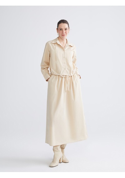 Lcwaıkıkı Classic Bej Poplin Kadın Gömlek