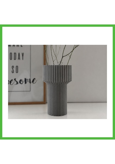 Vaveni 3d Baskı Modern Dekoratif Çiçek Vazosu - Minimal Silindir Tasarımlı Masaüstü Vazo, Ev Ve Ofis Dekoru-gri Arz
