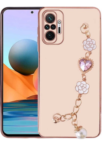 Xiaomi Redmi Note 10 Kılıf El Tutamaçlı Kamera Korumalı Zore Taka Silikon Kapak Pembe