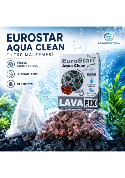 Eurostar Aqua Clean - Akvaryum Filtre Malzemesi - Yükse Bakteri Tutucu - File Hediyeli - Ph Dengeleyici - 500 Ml