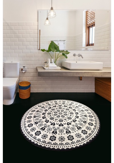 Venıce Siyah Djt Çap 100 Cm Banyo Halısı Çok Renkli