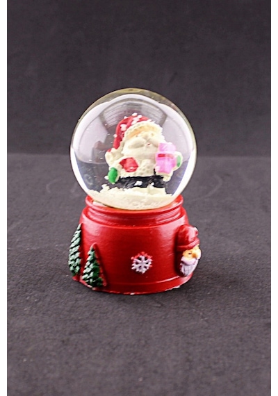 Noel Baba Temalı Mini Boy Işıklı Dekoratif Yeni Yıl Noel Baba Temalı Mini Boy Işıklı Kar Küresi 6,5 Cm Kar Küresi
