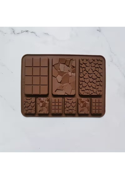 Silikon Mini Tablet Çikolata Kalıbı 9 Bölmeli Mini Tablet Çikolata Kalıbı Kahverengi