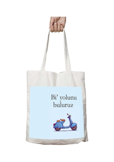 Art Hediye Bi Yolunu Buluruz İki Tarafı Kalıcı Baskılı Yıkanabilir Çanta Çok Renkli