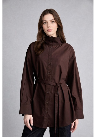 Defacto Regular Fit Dik Yaka Kuşaklı Poplin Uzun Kollu Tunik H3217ax26aubn340 Kahve-bn340 Defacto Regular Fit Dik Yaka Kuşaklı Poplin Uzun Kollu Tunik H3217ax26aubn340 Kahve-bn340