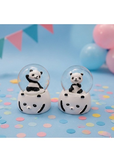 Delux Serisi Sevimli Obje Arkadaşa Armağan Dekor Süsü Mini Işıklı Panda Kar Küresi