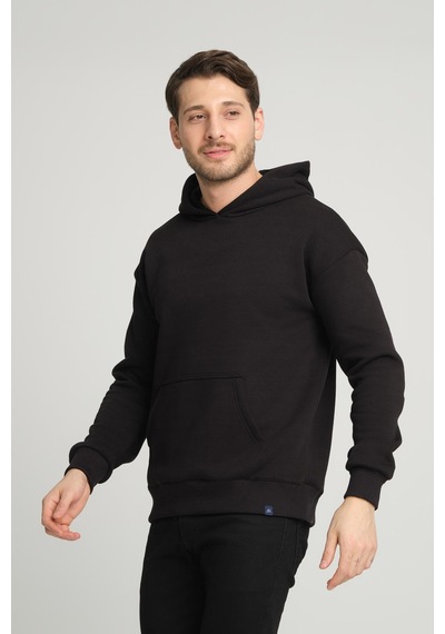 Alexandergardi Alexandergardı Kangru Cepli Kapişonlu Sweatshirt E23-00176 Siyah