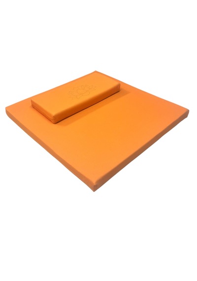 60x60 Meditasyon Minderi Seti İkili Yoga Meditasyon Minderi Lotus Çiçeği Baskılı Meditasyon Minderi Turuncu