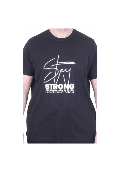 Moc Grande Mocgrande Erkek Büyük Beden Sıfır Yaka Tişört Strong 26131 Sıyah SIYAH