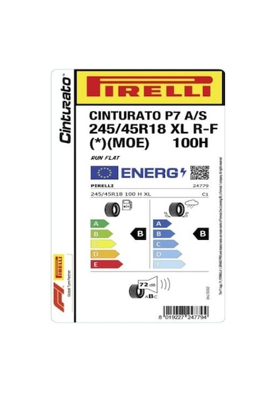 Pirelli 245/45R18 100H XL Rft Cinturato P7 A/S Moe Dört Mevsim Lastiği 2024